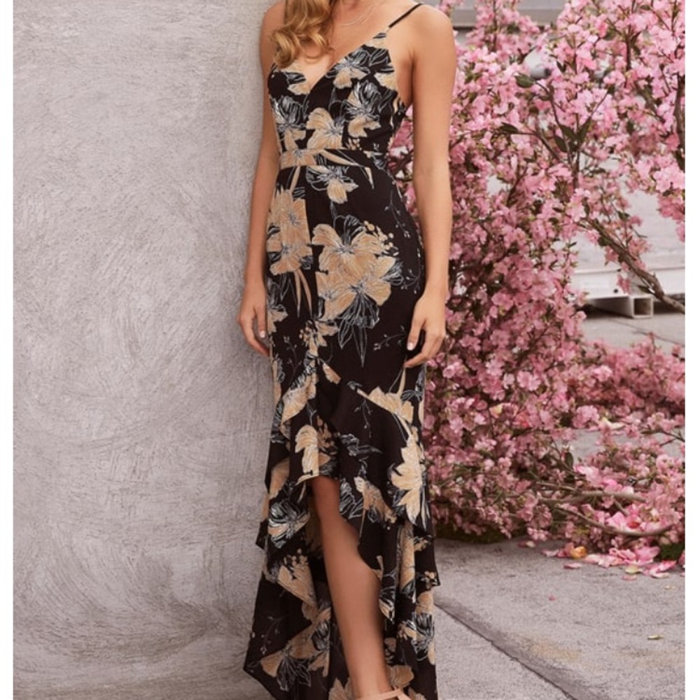 Lulus Darling Daylily Floral Print High-Low Dress